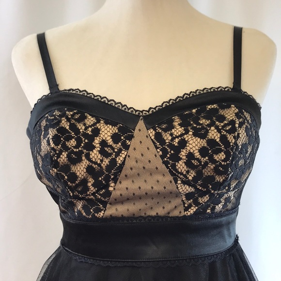 Teeze Me Black Tulle & Lace Dress Blush Backing 3 - Picture 3 of 7